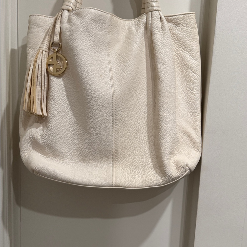 Giorgio Armani Cream Tote Bag with Tassel